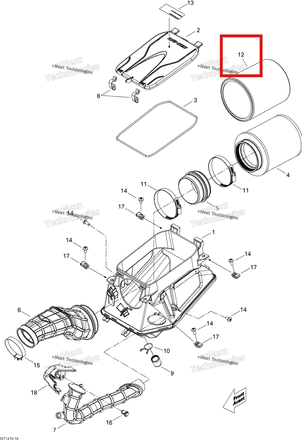 Деталь 707800293 на схеме узла 2015 Can-Am DS 450EFI STD Air Intake Silencer