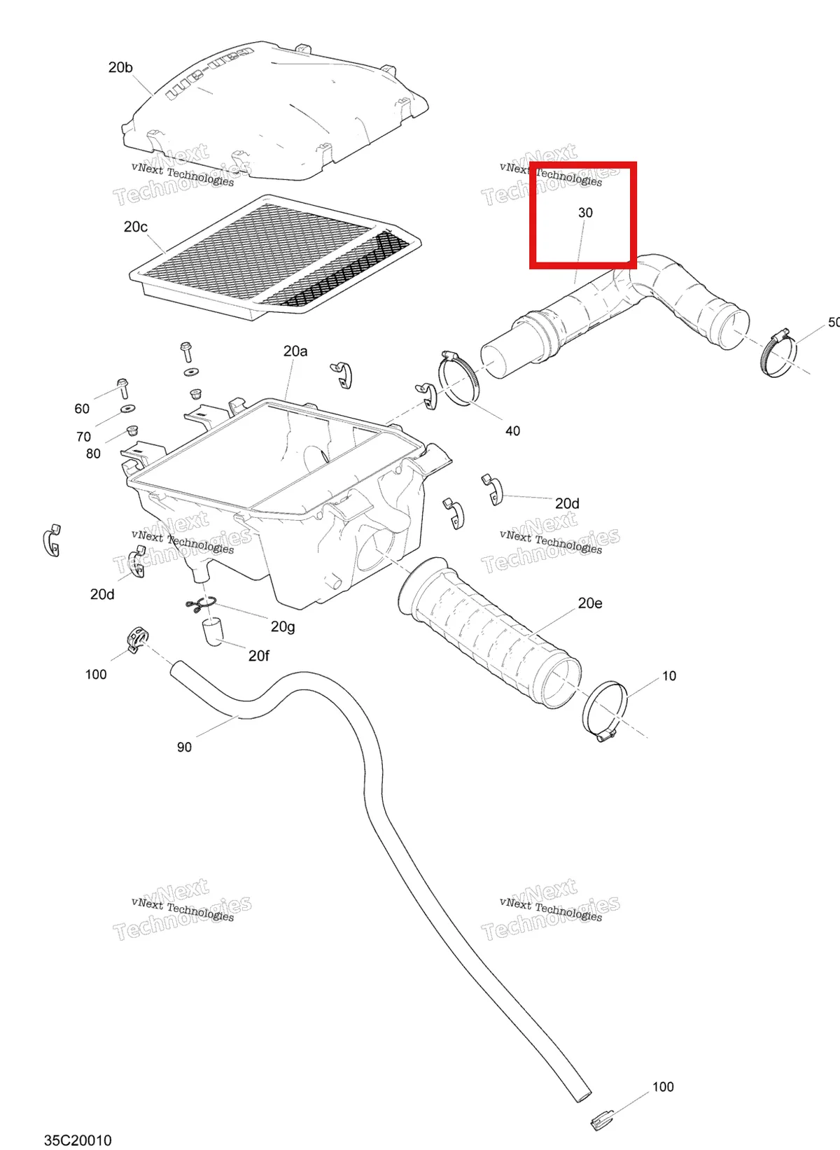Деталь 707800322 на схеме узла 2020 Can-Am Commander 1000R EFI Air Intake