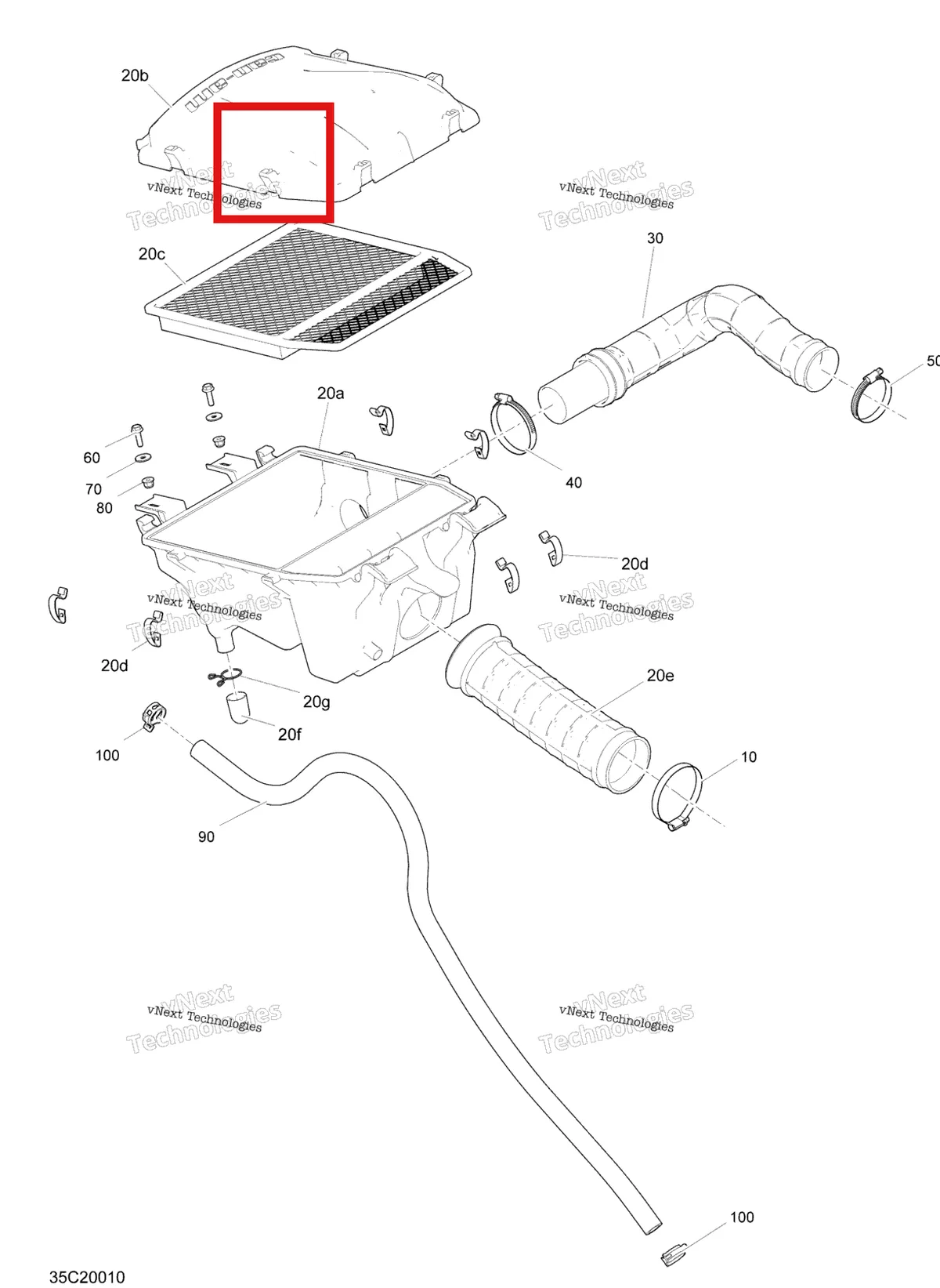 Деталь 707800326 на схеме узла 2020 Can-Am Commander 800R EFI Air Intake