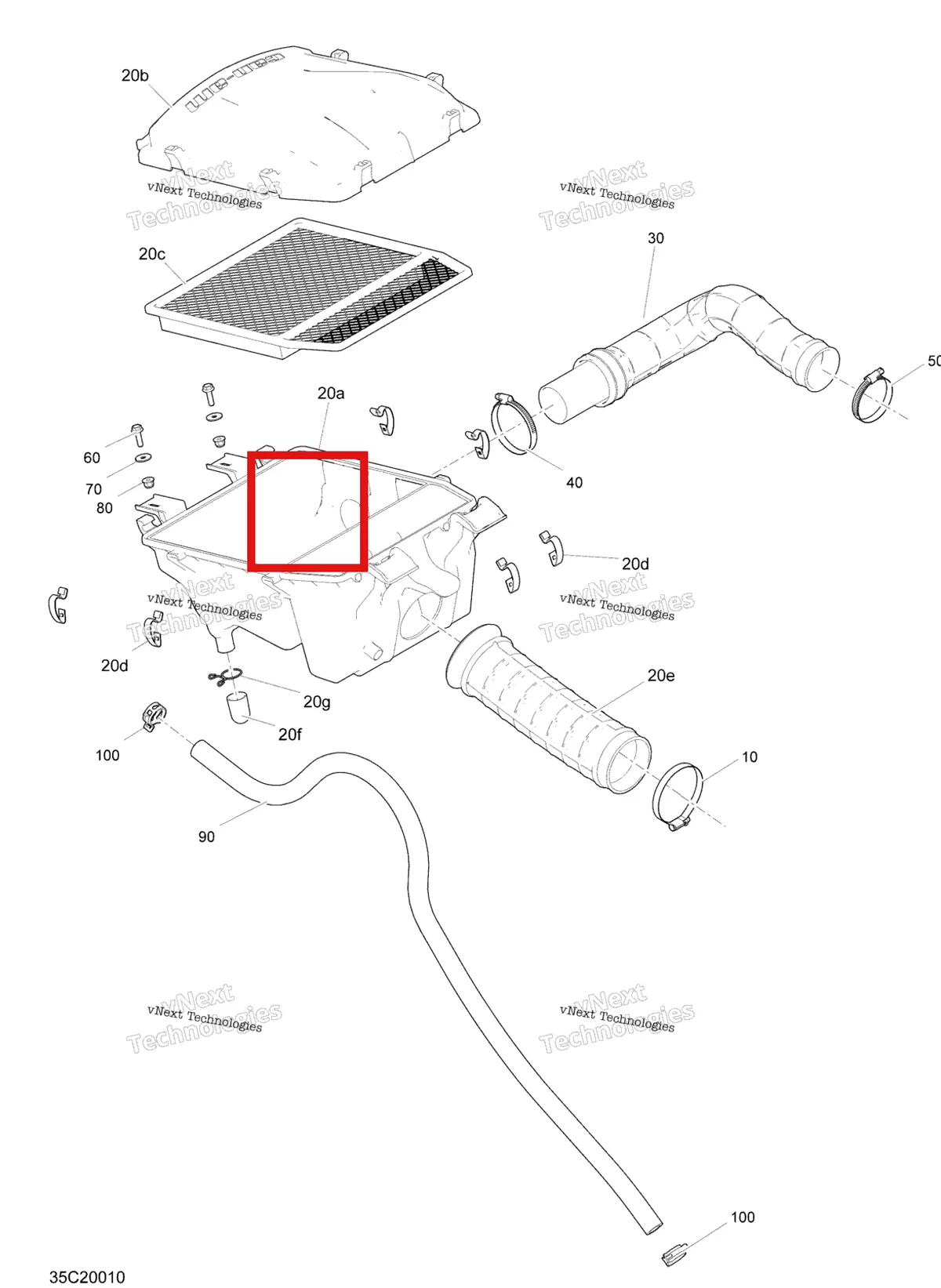 Деталь 707800327 на схеме узла 2020 Can-Am Commander 800R EFI Air Intake