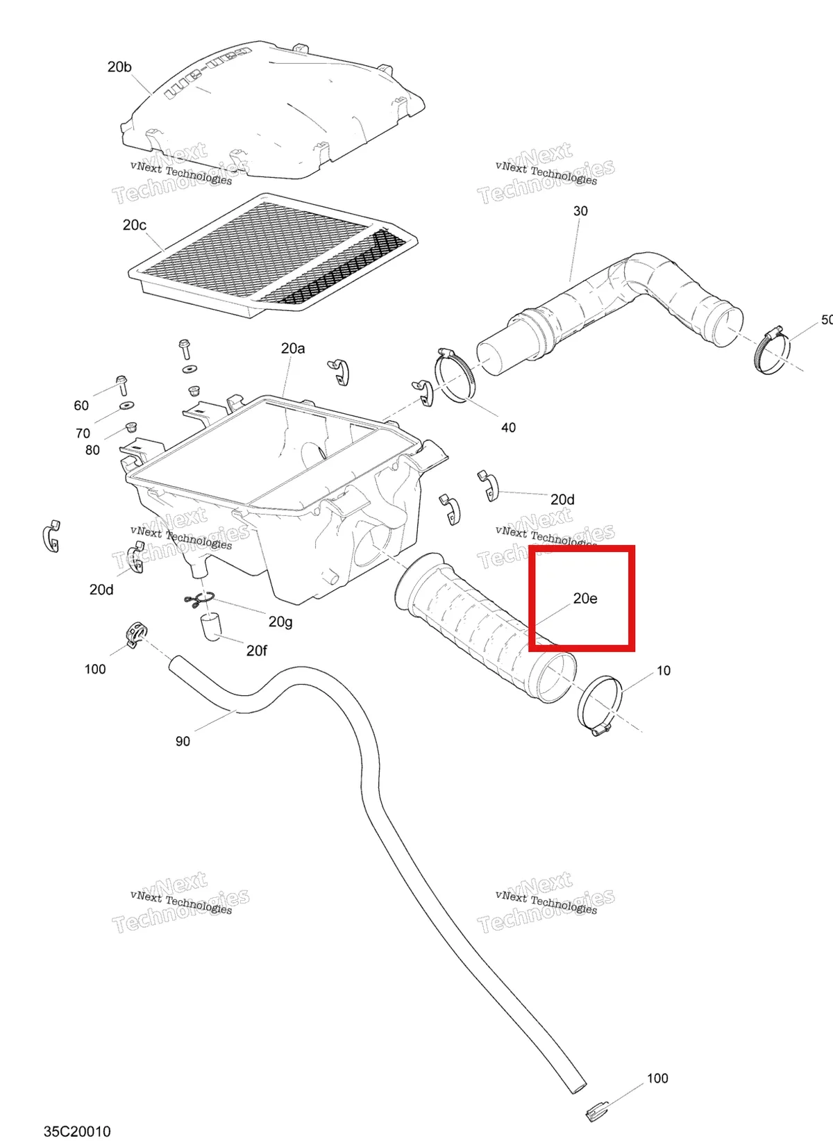 Деталь 707800329 на схеме узла 2020 Can-Am Commander 1000R EFI Air Intake