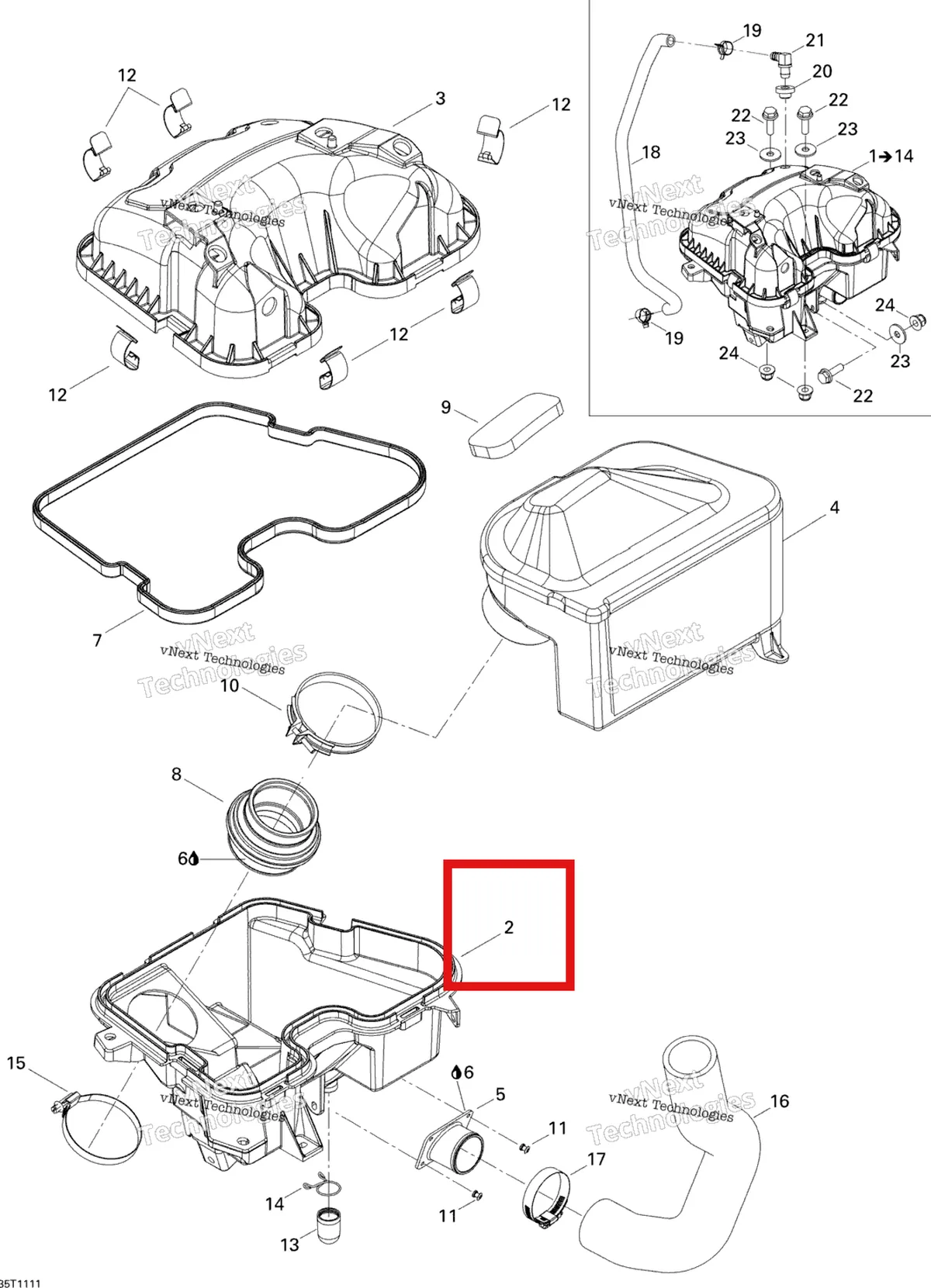 Деталь 707800390 на схеме узла 2011 Can-Am Outlander 800R EFI, XMR Air Intake Silencer