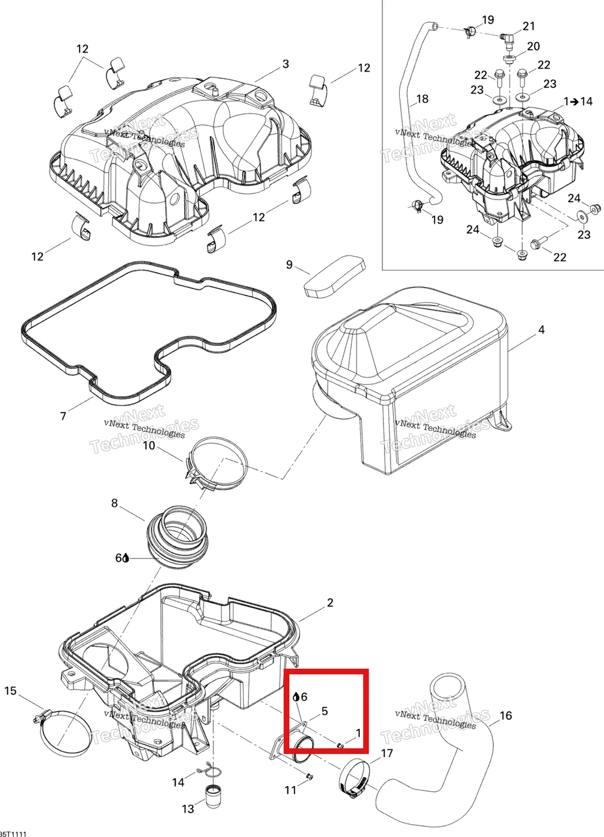 Деталь 707800391 на схеме узла 2011 Can-Am Outlander 800R EFI, XMR Air Intake Silencer