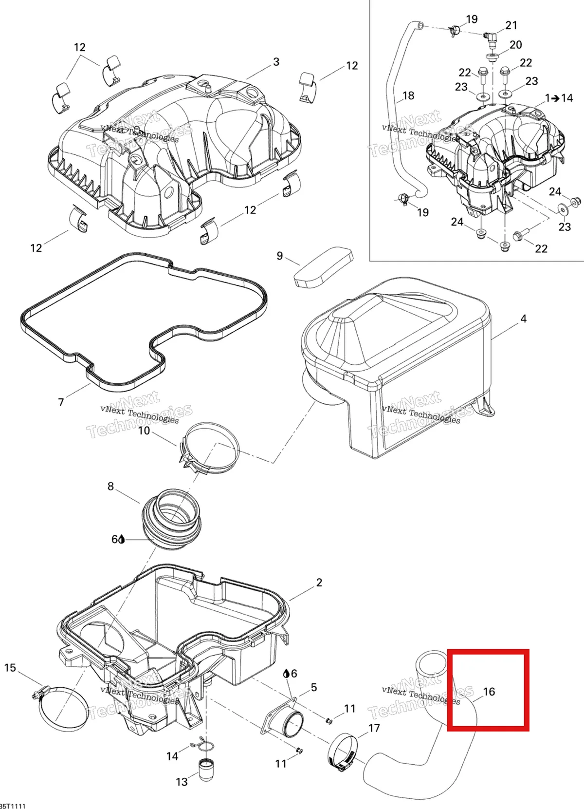 Деталь 707800392 на схеме узла 2011 Can-Am Outlander 800R EFI, XMR Air Intake Silencer