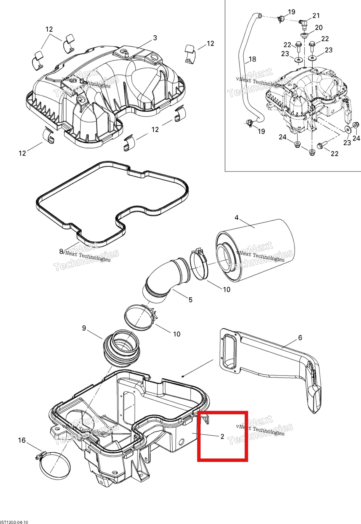 Деталь 707800447 на схеме узла 2012 Can-Am Renagade 500EFI STD Air Intake Silencer