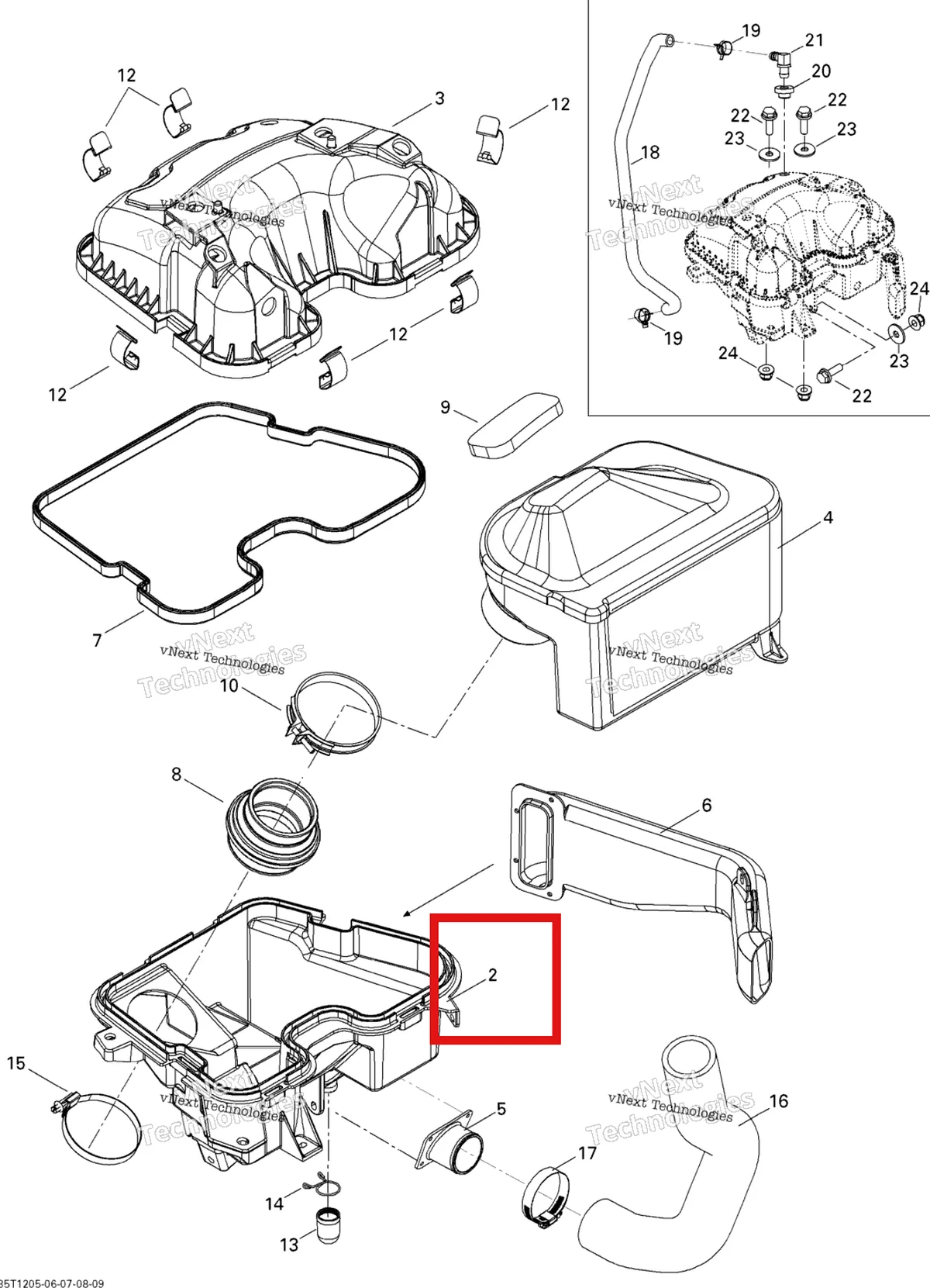 Деталь 707800449 на схеме узла 2012 Can-Am Outlander MAX 800REFI LTD Air Intake Silencer