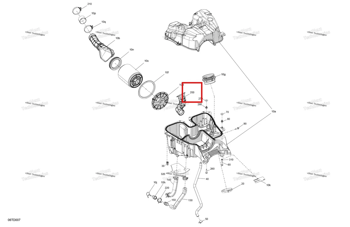 Деталь 707800503 на схеме узла 2024 Can-Am Outlander 1000R EFI 4X4 - 5KRA - X MR Package - Legion Red Engine - Air Intake