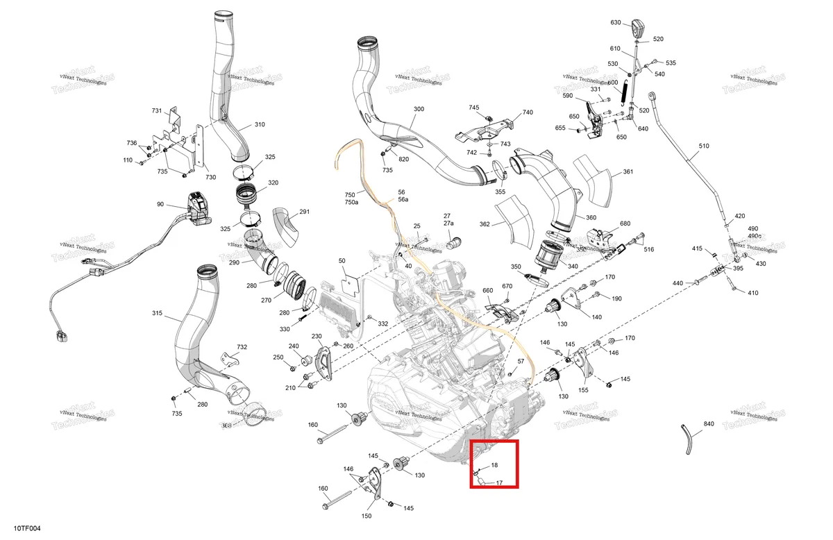 Деталь 707800506 на схеме узла 2026 Can-Am RENEGADE - 4X4 - XMR - 1000R EFI - 5UTB - Scandi Blue Engine - System