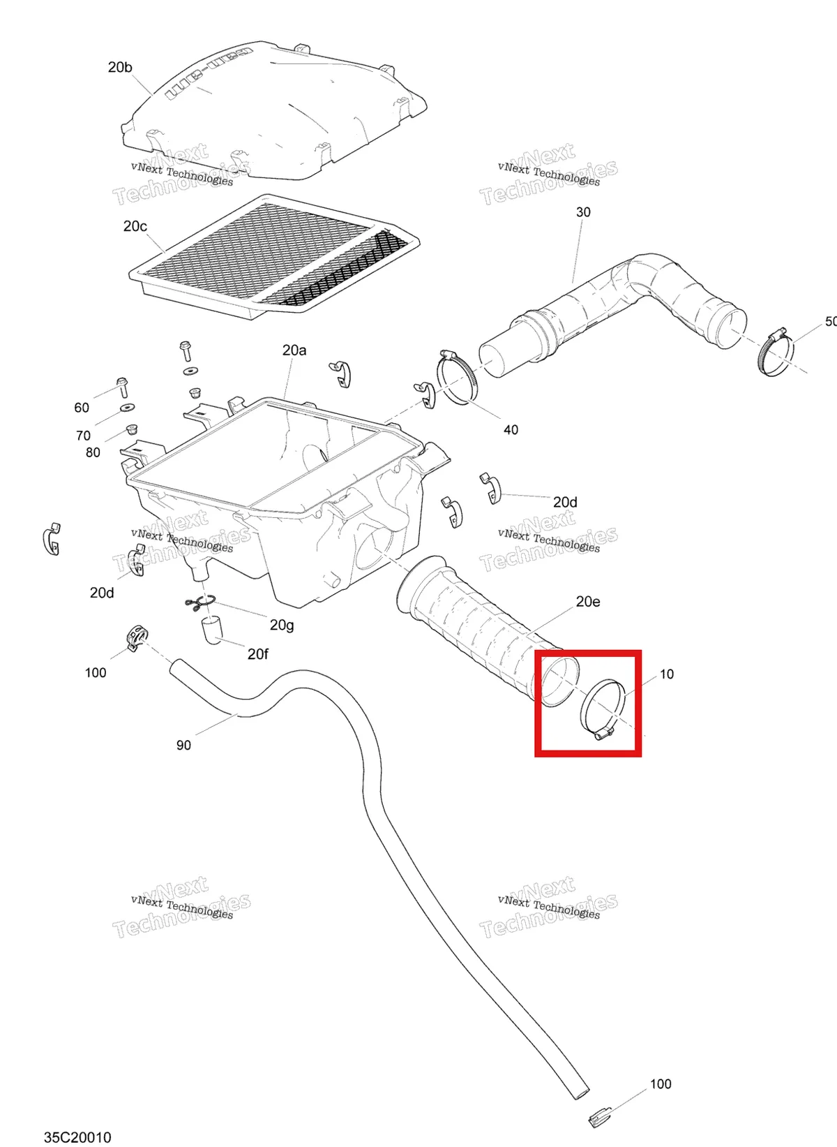 Деталь 707800517 на схеме узла 2020 Can-Am Commander 800R EFI Air Intake