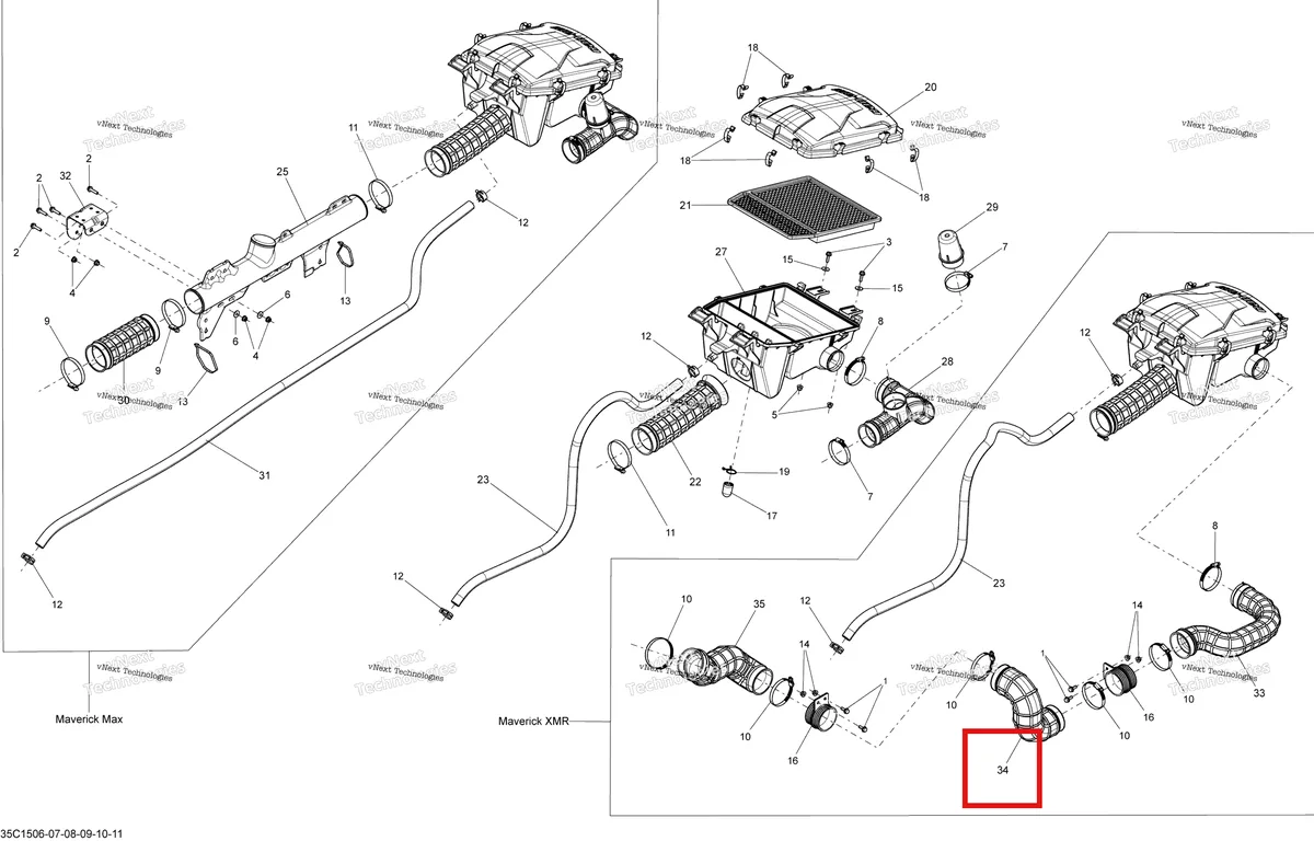 Деталь 707800577 на схеме узла 2015 Can-Am MAVERICK 1000_XMR Air Intake