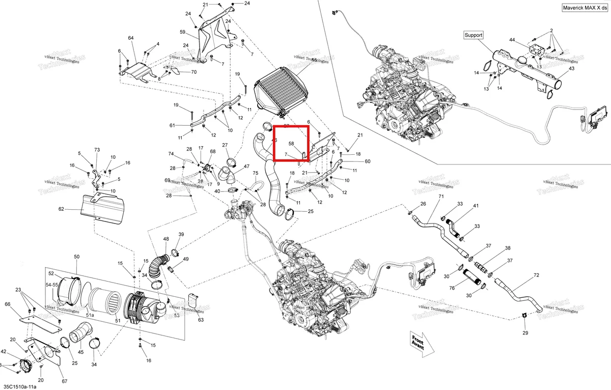Деталь 707800621 на схеме узла 2015 Can-Am MAVERICK 1000 XDS-DPS Air Intake _Turbo