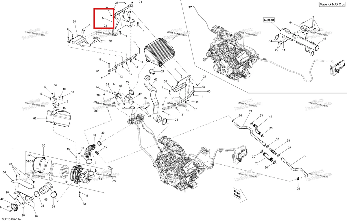 Деталь 707800622 на схеме узла 2015 Can-Am MAVERICK 1000 XDS-DPS Air Intake _Turbo