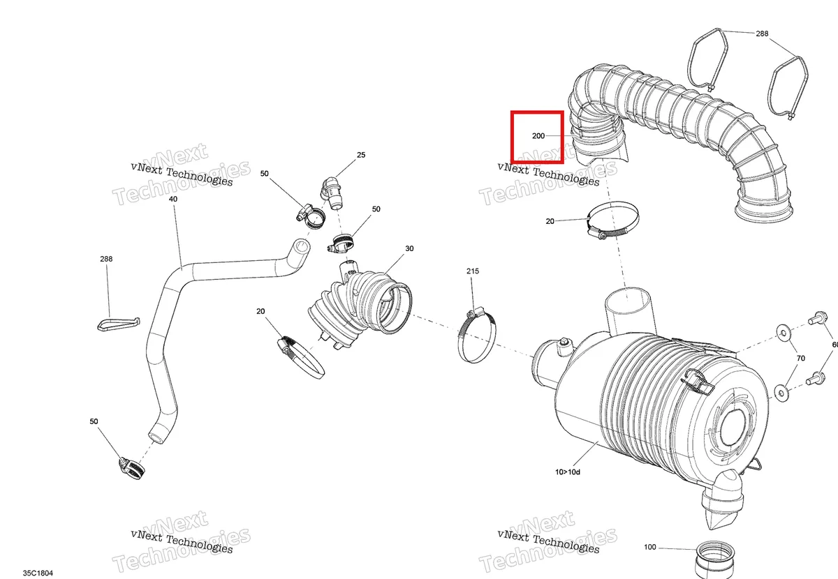 Деталь 707800650 на схеме узла 2018 Can-Am DEFENDER HD5 Air Intake Defender