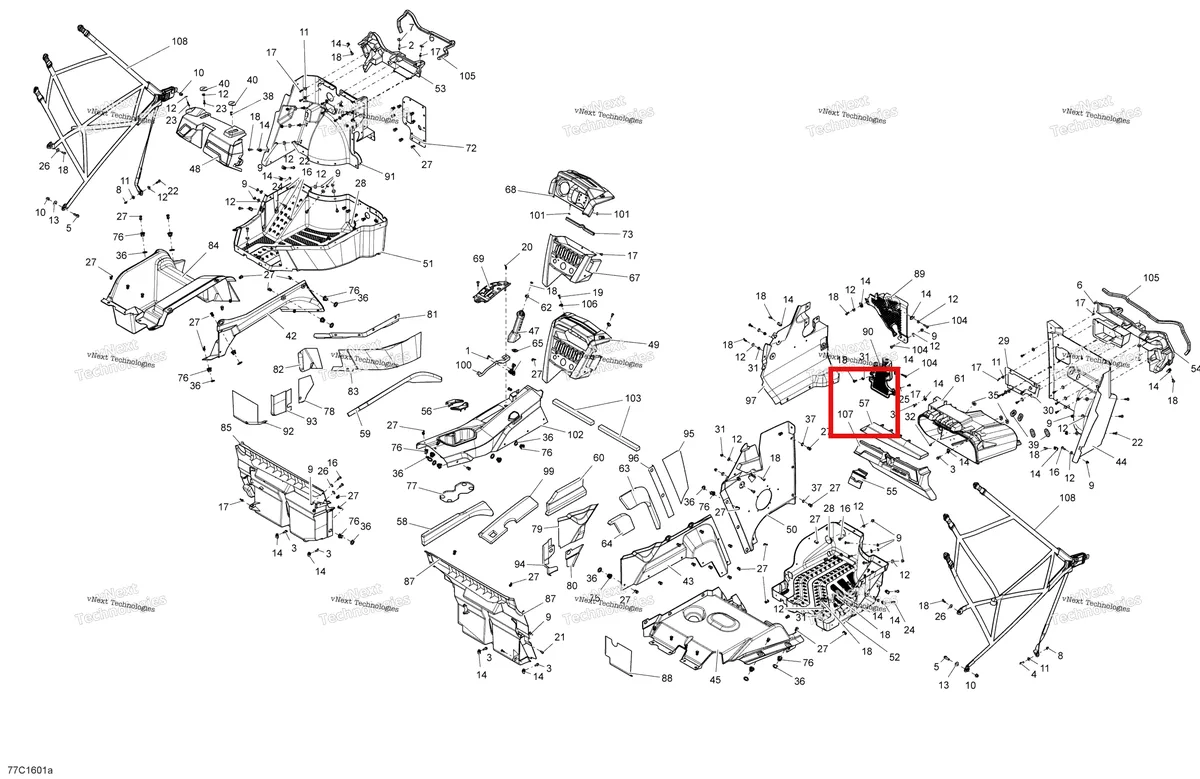 Деталь 707900038 на схеме узла 2016 Can-Am Commander - Commander MAX Cab Interior