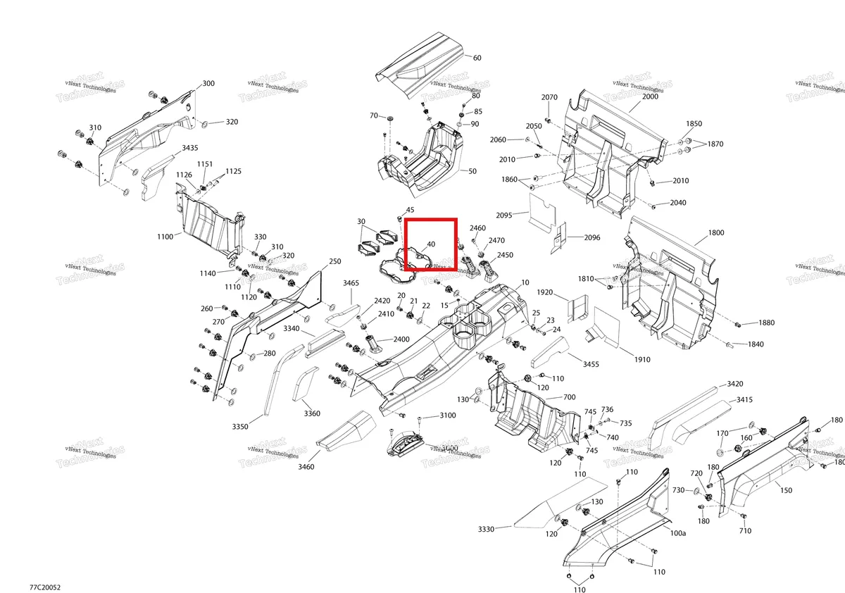 Деталь 707900100 на схеме узла 2020 Can-Am Commander MAX 800R EFI Cab Interior - Upper Part