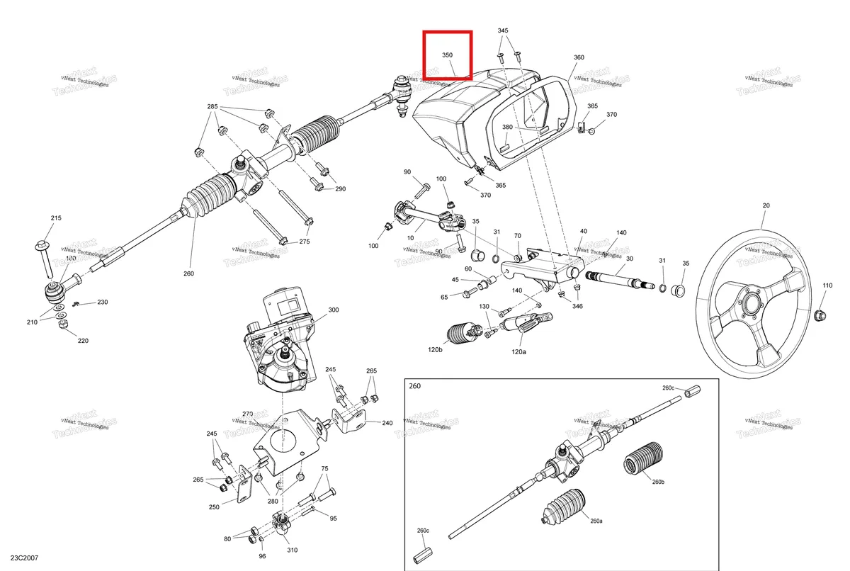 Деталь 707900124 на схеме узла 2020 Can-Am Commander MAX 1000R EFI Steering