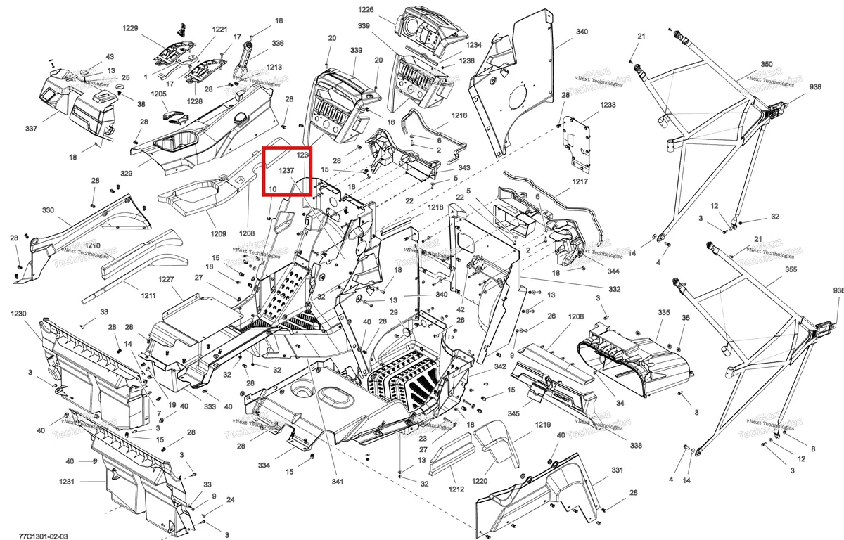 Деталь 707900136 на схеме узла 2013 Can-Am COMMANDER STD, DPS, XT, 800R EFI Cab Interior