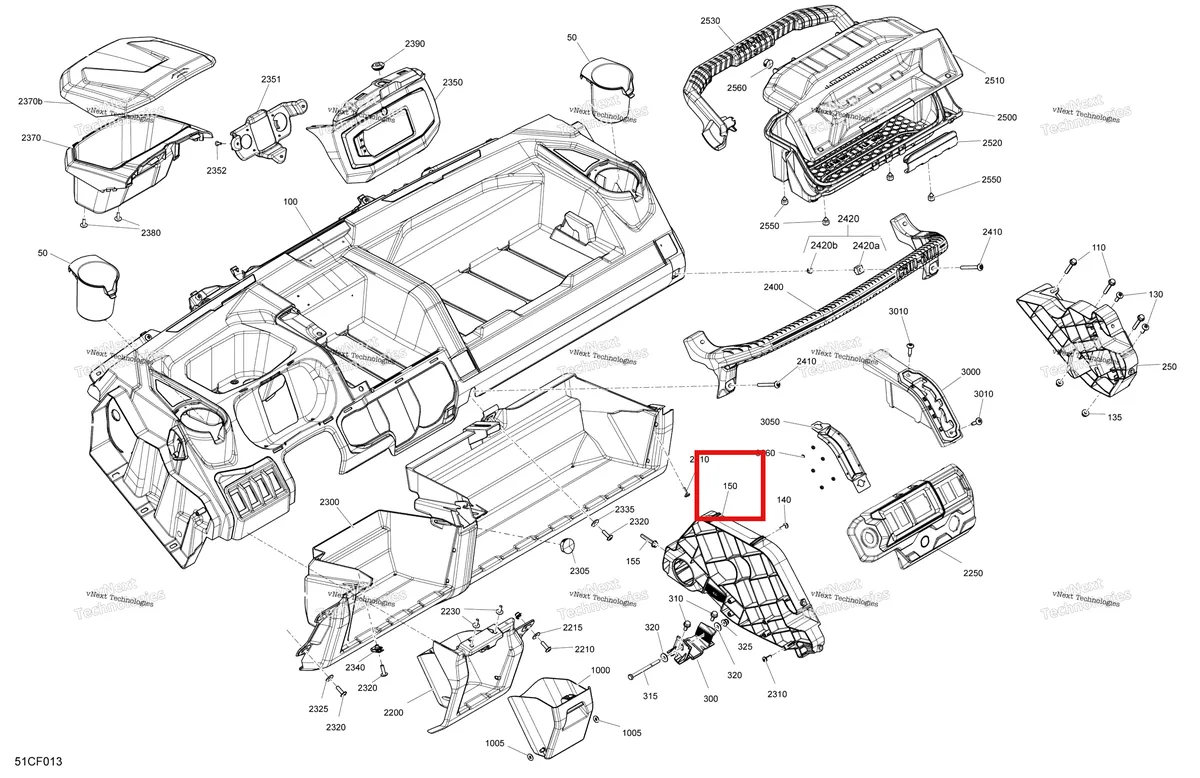 Деталь 707900249 на схеме узла 2026 Can-Am Defender - HD7 - XT - 7ETF - Dark Wildland Camo - 62