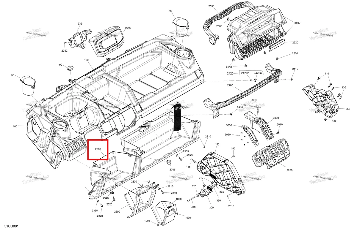 Деталь 707900250 на схеме узла 2022 Can-Am Traxter HD9 - DPS - CE Cab Interior - Dashboard