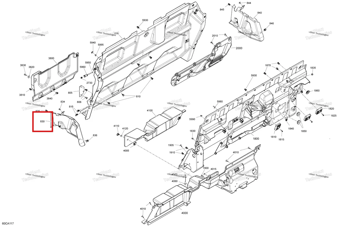 Деталь 707900443 на схеме узла 2021 Can-Am Traxter MAX HD8 - DPS - CE Cab Interior - Back Wall