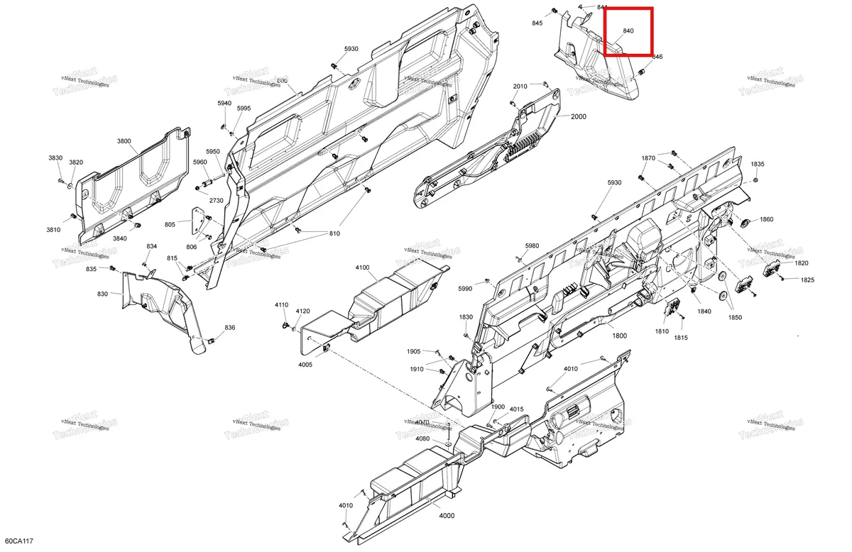 Деталь 707900444 на схеме узла 2021 Can-Am Traxter MAX HD8 - DPS - CE Cab Interior - Back Wall