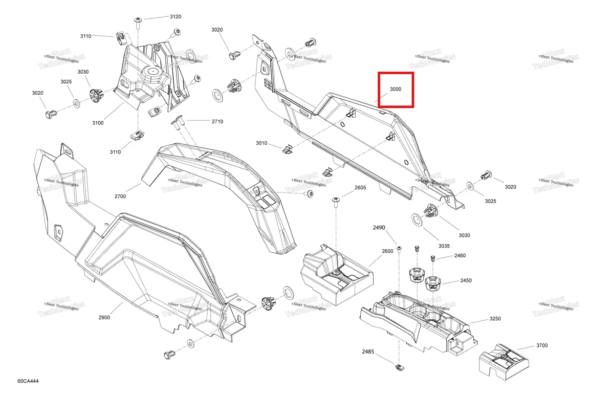 Деталь 707900540 на схеме узла 2021 Can-Am Maverick Sport MAX 1000R - DPS Body - Cab Interior - Center Console