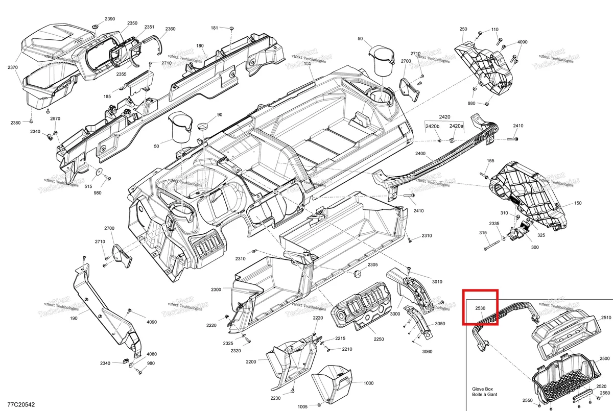 Деталь 707900567 на схеме узла 2020 Can-Am Defender HD8 Cab Interior - Dashboard - Base - Dps -Xt