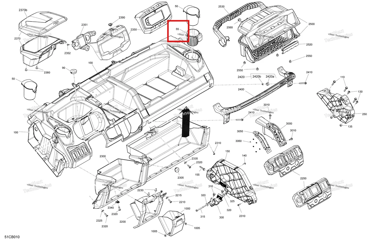 Деталь 707900580 на схеме узла 2022 Can-Am Traxter PRO HD10 - DPS - CE Cab Interior - Dashboard