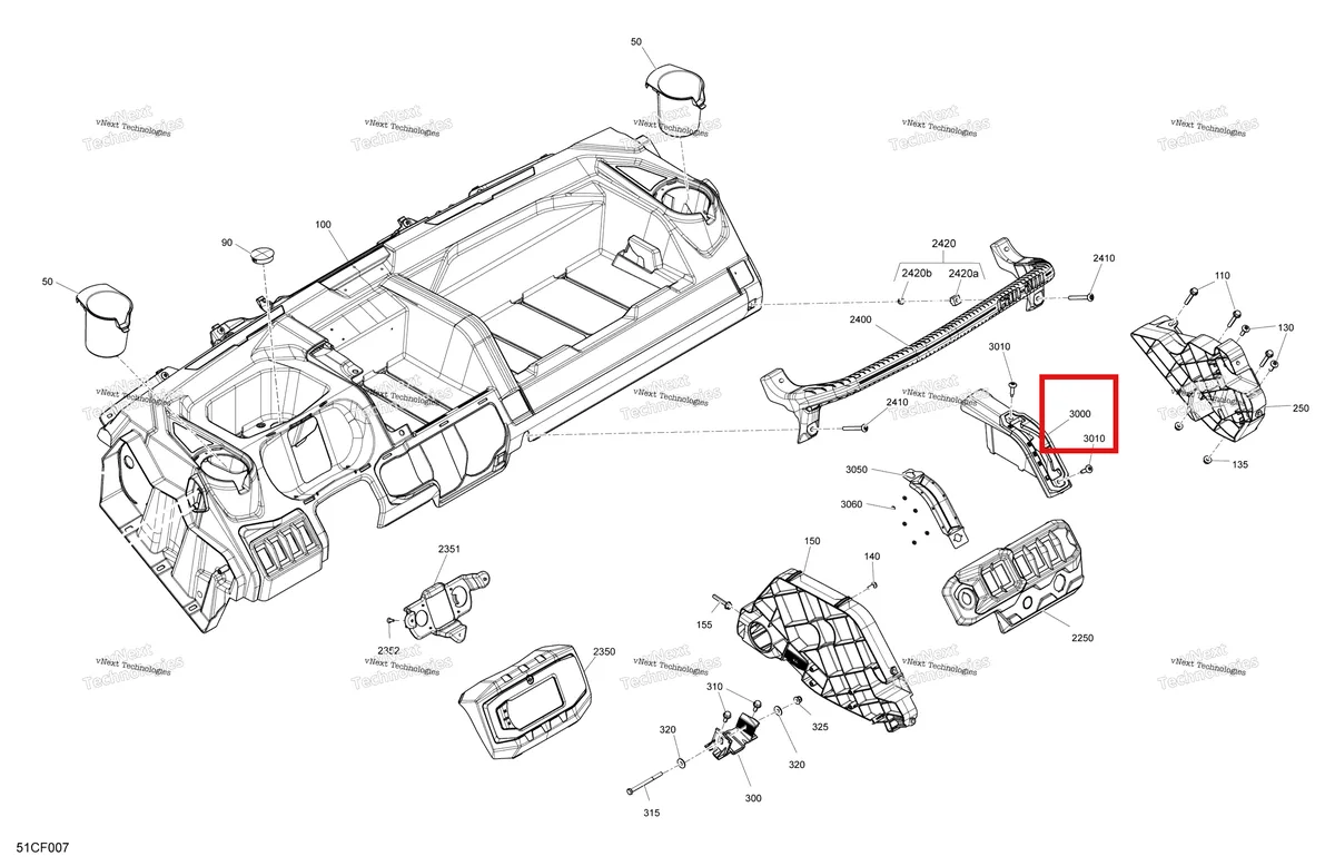 Деталь 707900608 на схеме узла 2026 Can-Am Defender MAX - HD9 - BASE - 8DTA - Compass Green - 62