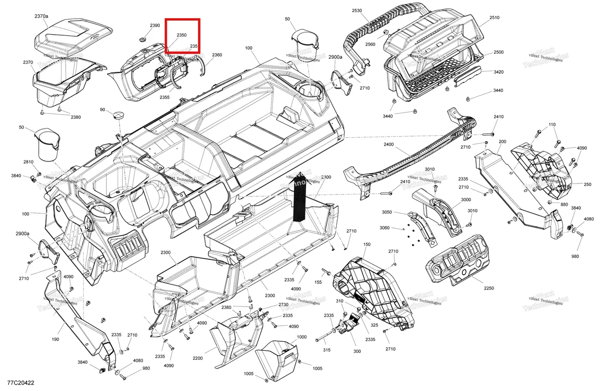 Деталь 707900707 на схеме узла 2020 Can-Am Defender MAX HD10 - Except XMR Cab Interior - Dashboard