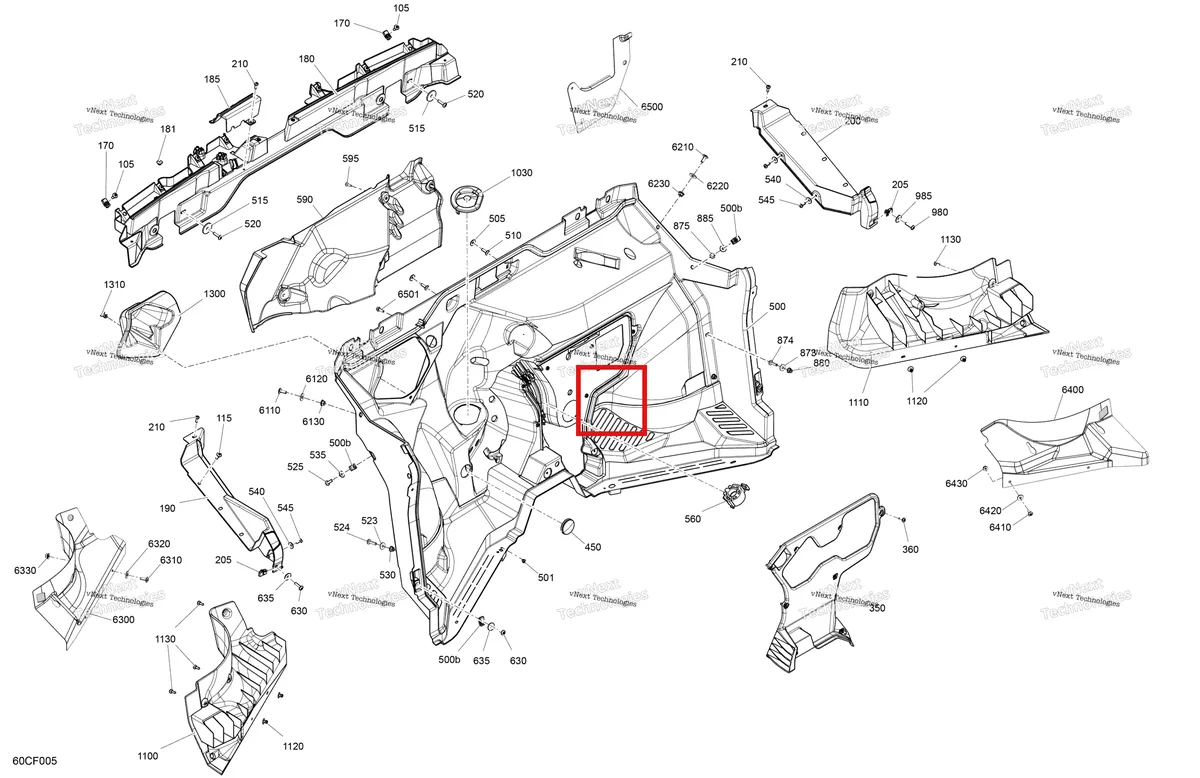 Деталь 707900749 на схеме узла 2026 Can-Am Defender - HD10 - DPSCAB - 8UTF - Compass Green - 65