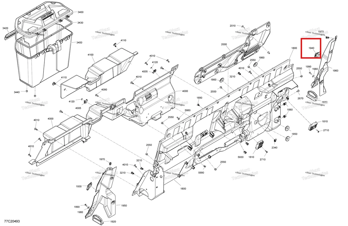 Деталь 707900776 на схеме узла 2020 Can-Am Defender HD10 - CAB Cab Interior - Back Wall