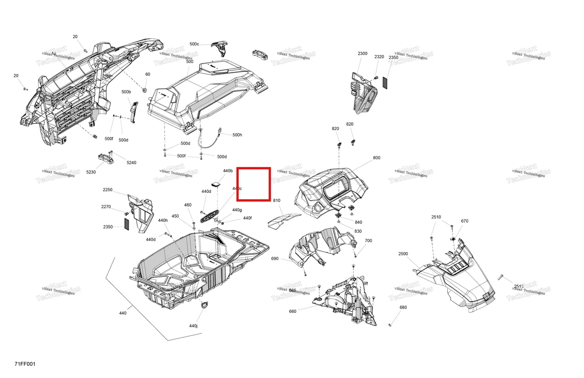Деталь 707900789 (Защёлка Can-Am Outlander 4x4 DPS 700 (2025) (707900789)) на схеме узла 2026 Can-Am OUTLANDER - 2X4 - STD - 500 - 1KTB - Legion Red Body - Front Section