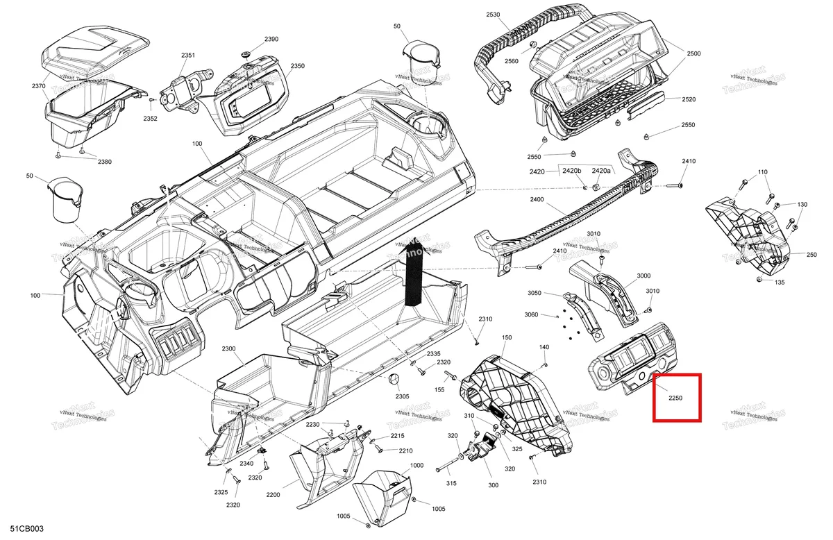 Деталь 707900893 на схеме узла 2022 Can-Am Traxter HD10 - XT - CE Cab Interior - Dashboard