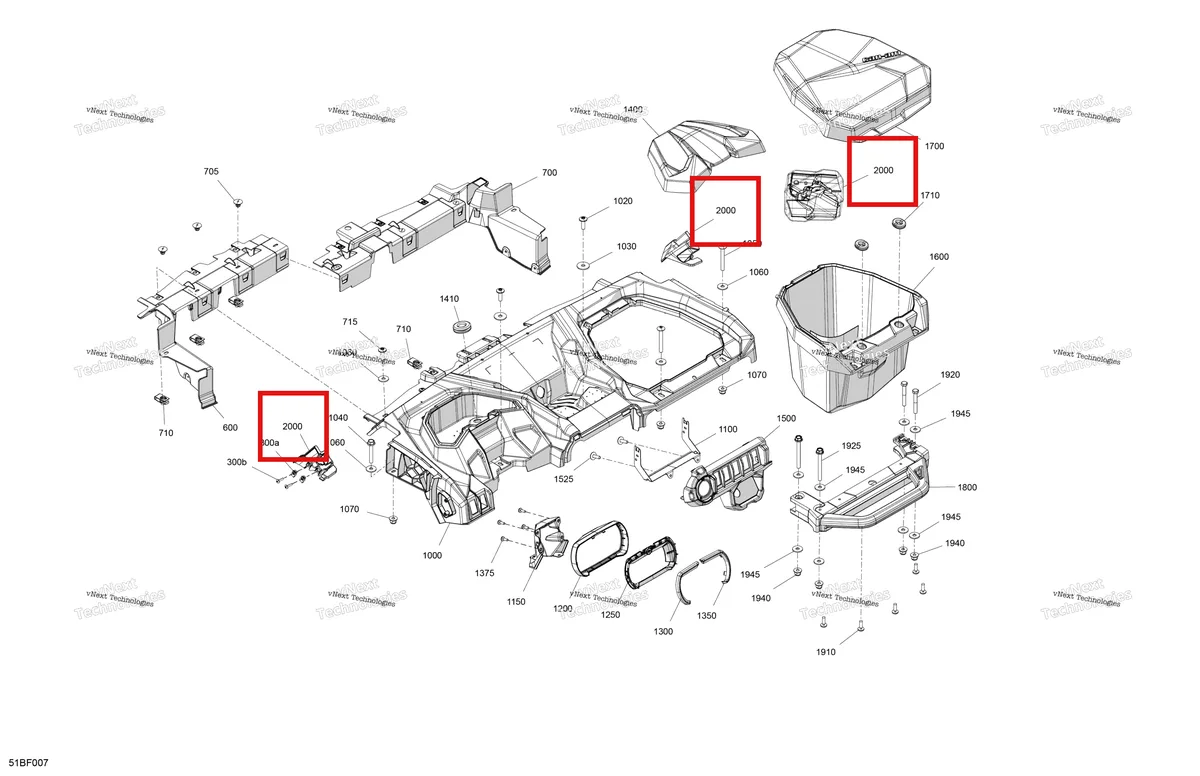 Деталь 707901021 (Передний каркас облицовка комплект Can-Am Commander 1000R EFI DPS (2022) (707901021)) на схеме узла 2026 Can-Am Commander MAX - 1000R EFI - DPS - 6HTC - Compass Green - 60