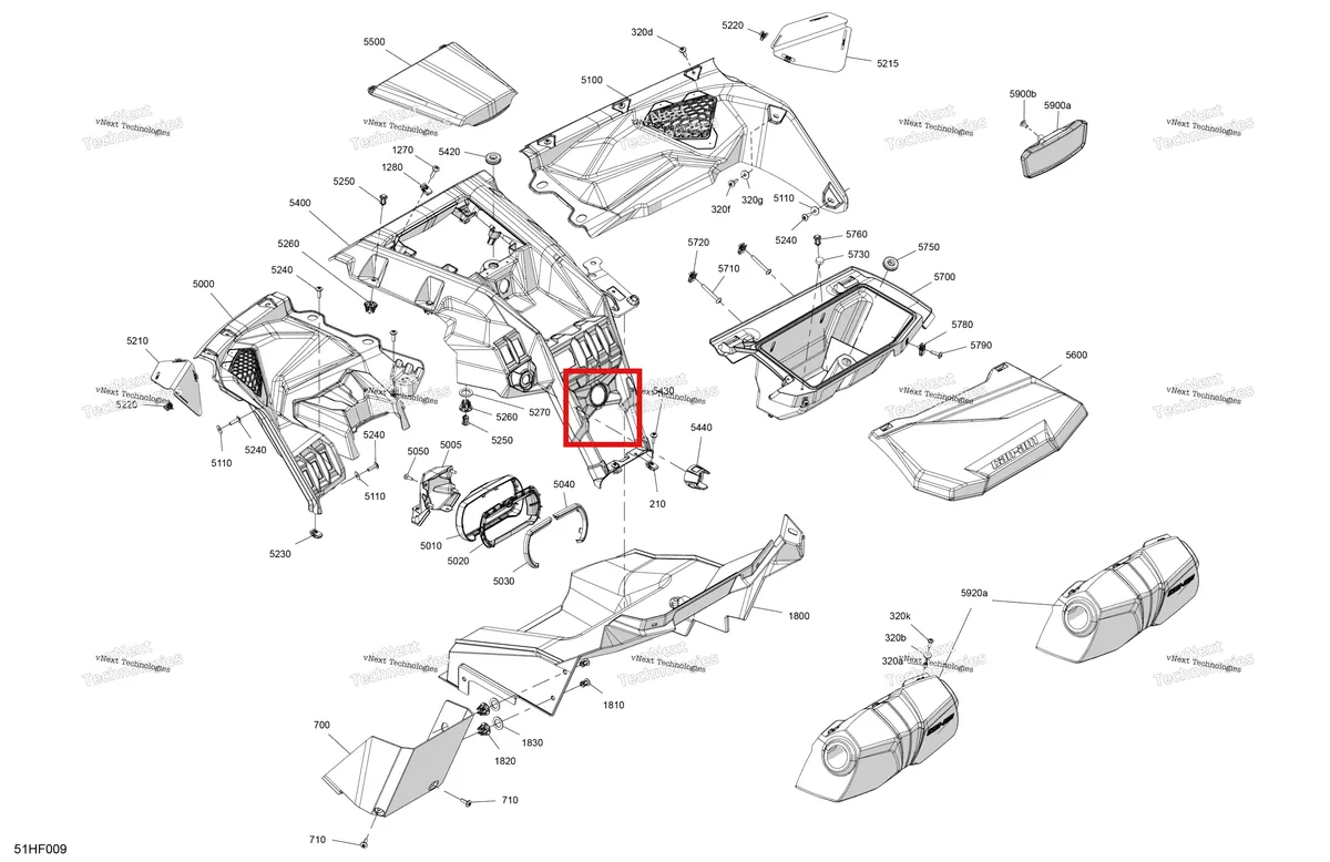 Деталь 707901065 (Центральный приборная панель Can-Am Maverick MAX Turbo RR XRS Smart Shock (2024) (707901065)) на схеме узла 2026 Can-Am Maverick Max - TURBO - DS - 7WTB - Dusty Navy Satin - 64
