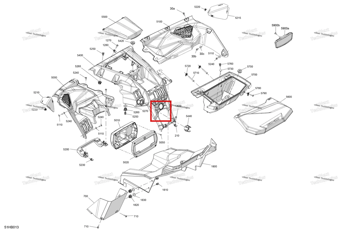 Деталь 707901067 (Can Am красный центральный приборная панель Can-Am Maverick Turbo RR XRC (2022) (707901067)) на схеме узла 2022 Can-Am Maverick Turbo RR - XRC - CE Cab Interior - Dashboard