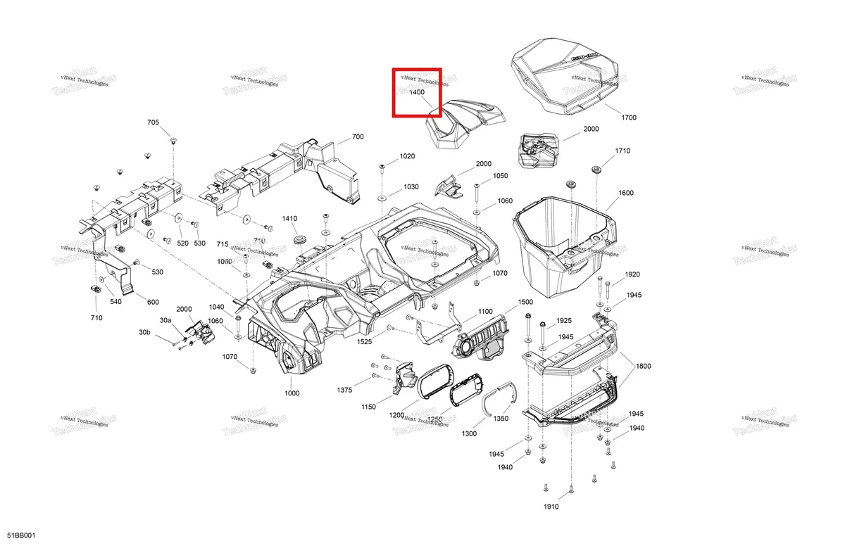 Деталь 707901114 (Storage крышка Can-Am Commander 1000R EFI DPS (2022) (707901114)) на схеме узла 2022 Can-Am Commander 1000R EFI - DPS Cab Interior - Dashboard