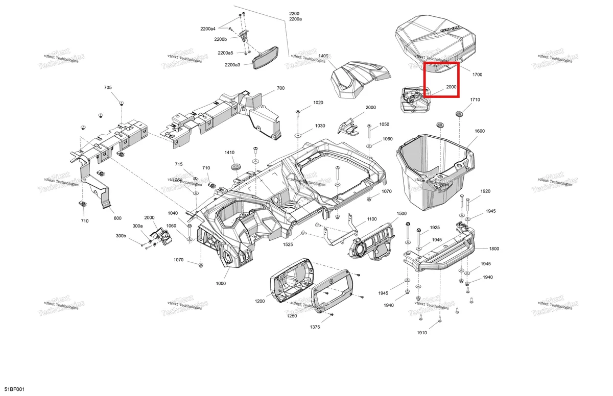 Деталь 707901225 на схеме узла 2026 Can-Am Commander - 1000R EFI - XTP - 6YTA - Mineral Gray Satin - 64