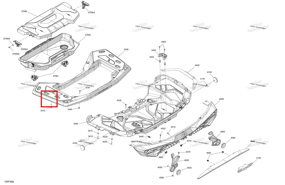 Деталь 707901240 (Защёлка Can-Am Outlander 4x4 XT 1000R (2025) (707901240)) на схеме узла 2026 Can-Am OUTLANDER - 4X4 - BACKCOUNTRY - 1000R - 4NTA - CALI - Dark Camo Body - Rear Section