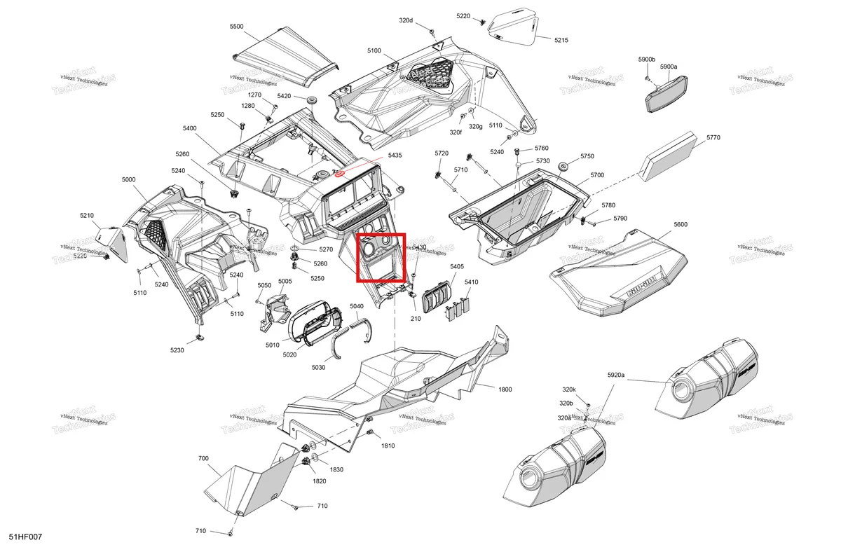 Деталь 707901253 (Центральный приборная панель Can-Am Maverick Turbo RR XRS (2026) (707901253)) на схеме узла 2026 Can-Am Maverick Max - TURBO - X - 8HTF - Granite Grey - 64