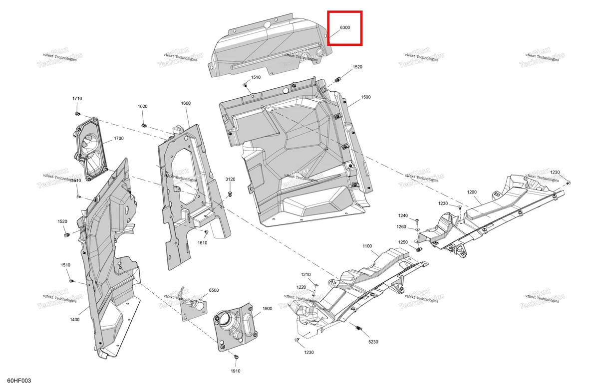Деталь 707901271 (Правый передний верхний корпус панель дефлектор Can-Am Maverick Turbo RR XRS (2026) (707901271)) на схеме узла 2026 Can-Am Maverick Max - TURBO RR - XRS SAS - 9NTE - Dusty Navy Satin - 72