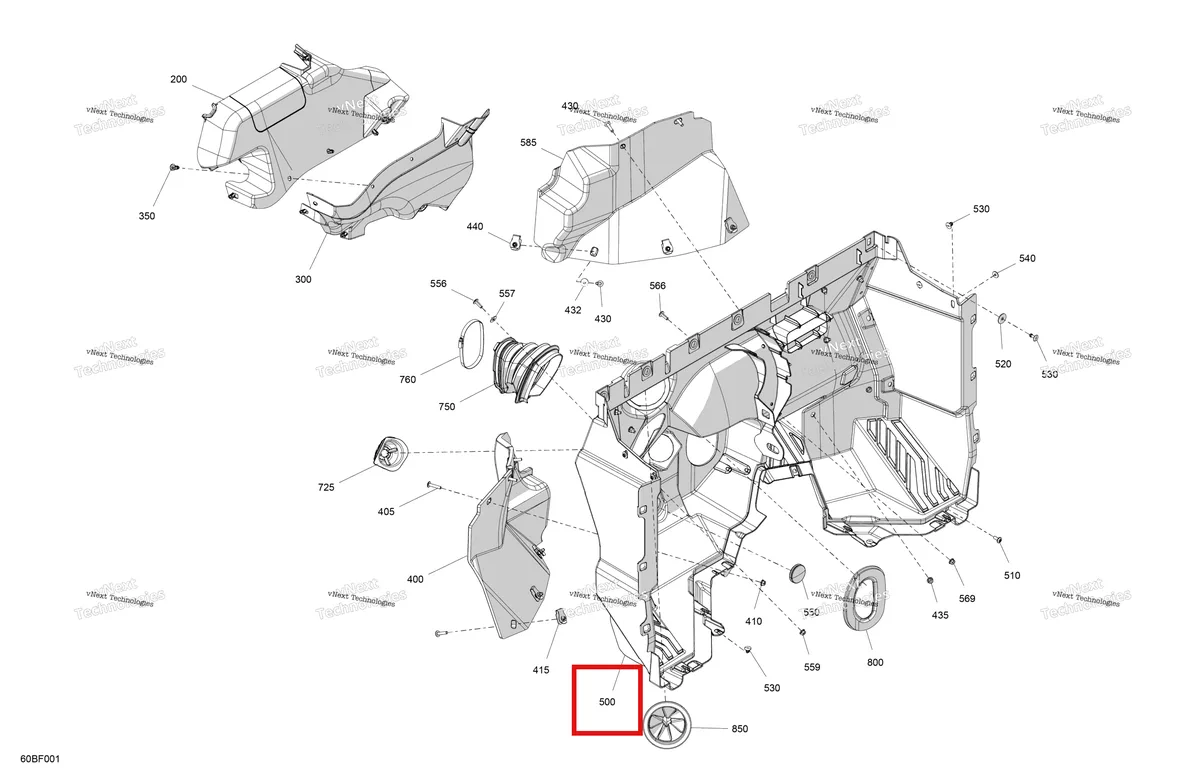 Деталь 707901341 (Передний Seperation панель Can-Am Commander 1000R EFI XT (2026) (707901341)) на схеме узла 2026 Can-Am Maverick Sport - 1000R EFI - DPS - 9GTC - Timeless Black Metallic - 60