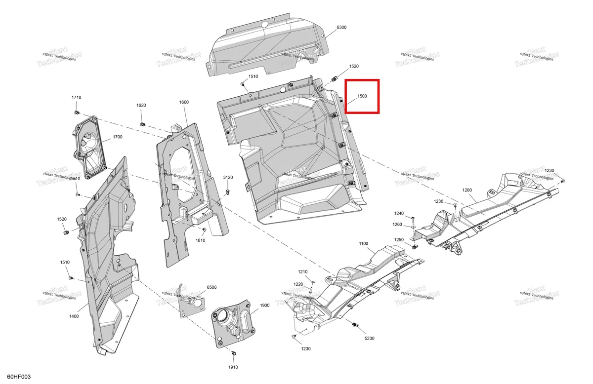 Деталь 707901350 (Передний Seperation панель Can-Am Maverick Turbo RR XRS (2026) (707901350)) на схеме узла 2026 Can-Am Maverick Max - TURBO RR - XRS SAS - 9NTE - Dusty Navy Satin - 72