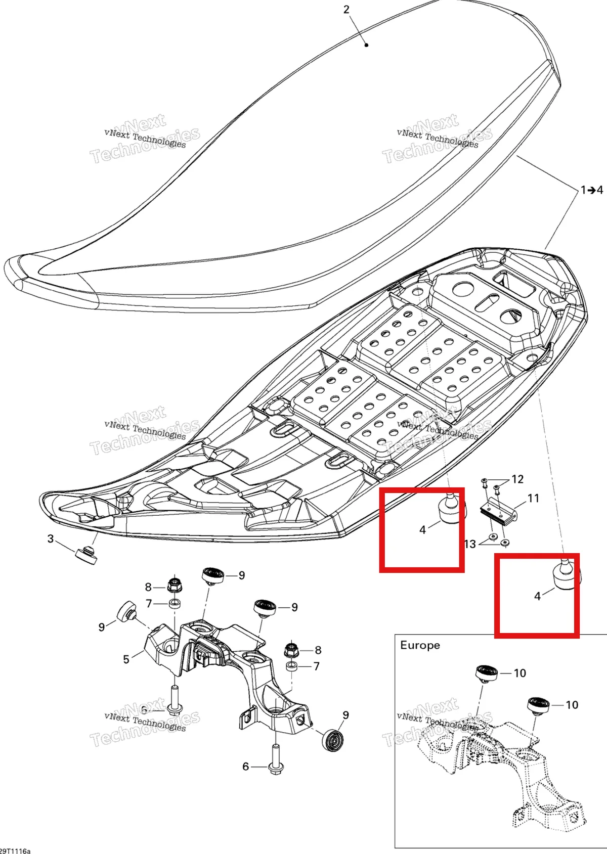 Деталь 708000006 (Резиновый упор Ski-Doo Skandic Tundra (2009) (708000006)) на схеме узла 2011 Can-Am DS 450 Xxc, Xmx EFI Seat Xmx Europe