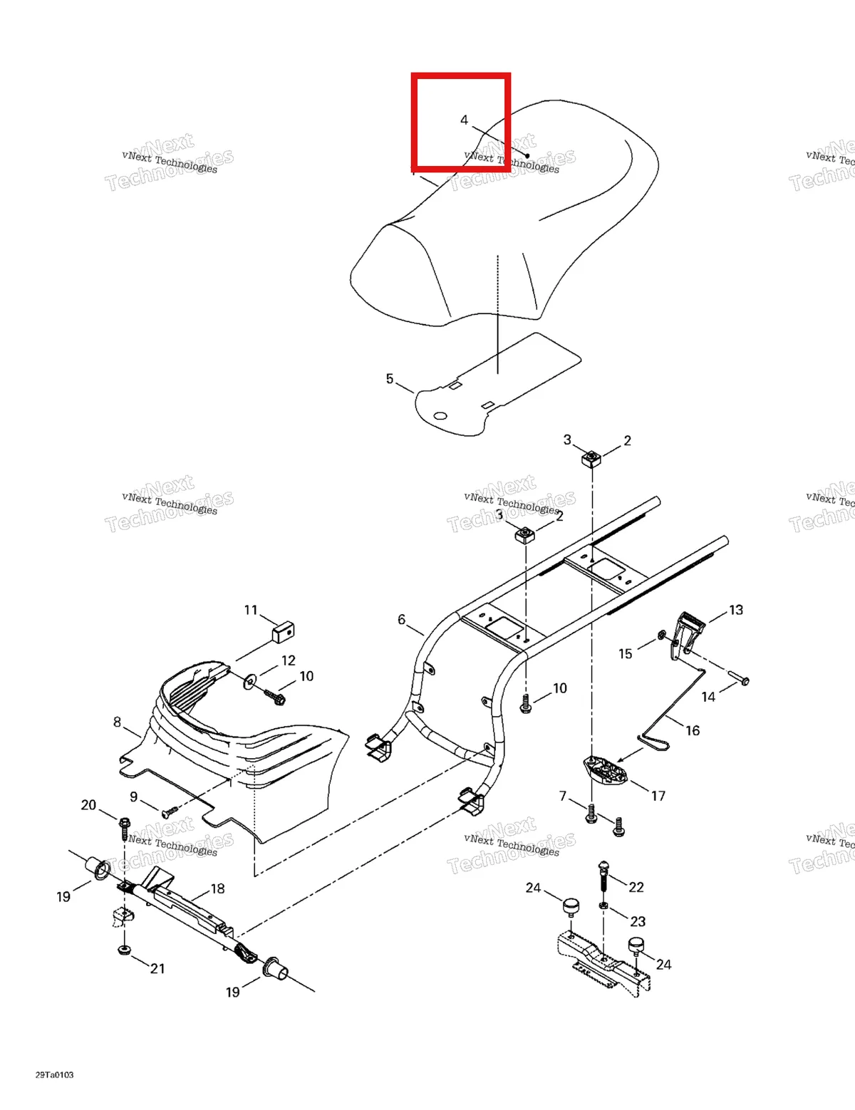 Деталь 708000024 на схеме узла 2001 Can-Am Traxter Autoshift Seat