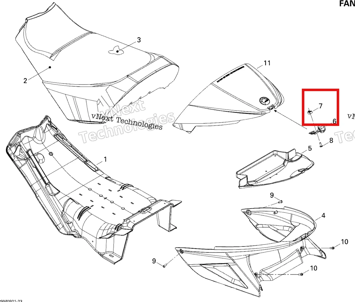 Деталь 708000046 на схеме узла 2009 Ski-Doo GSX Fan Seat