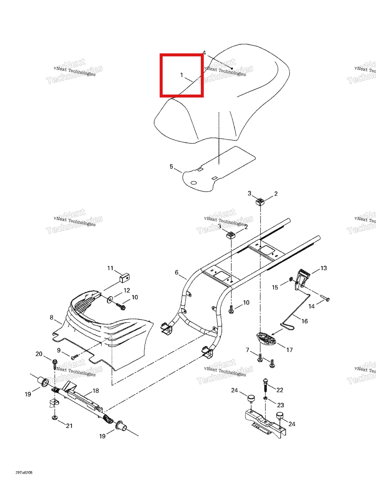 Деталь 708000093 на схеме узла 2002 Can-Am Traxter Autoshift Seat