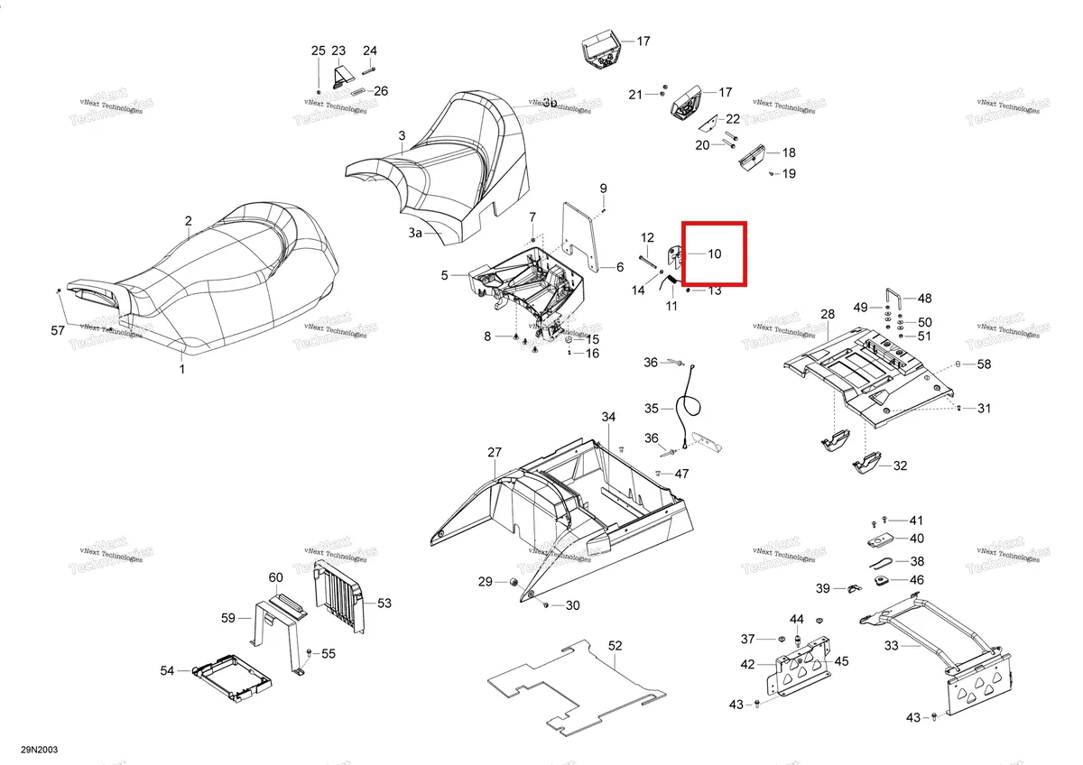 Деталь 708000144 (Защёлка) на схеме узла 2020 Ski-Doo SKANDIC WT 550F Seat - Main Section