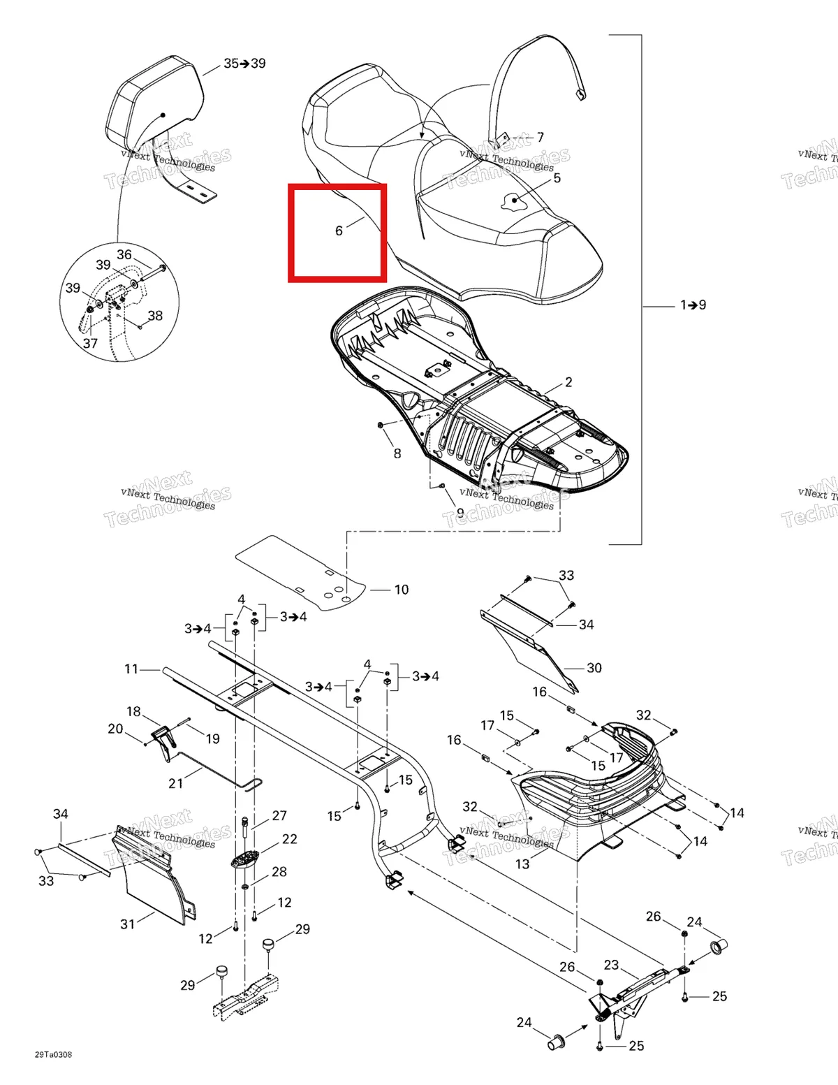 Деталь 708000172 на схеме узла 2003 Can-Am Traxter Max Seat